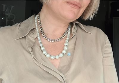 Vintage faux pearl and crystal necklace