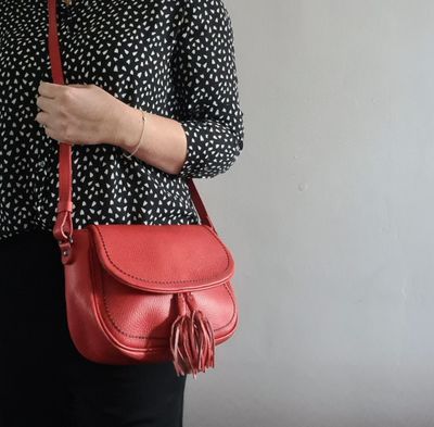 AS NEW Italian designer Plinio Visona red leather bag RRP £300+