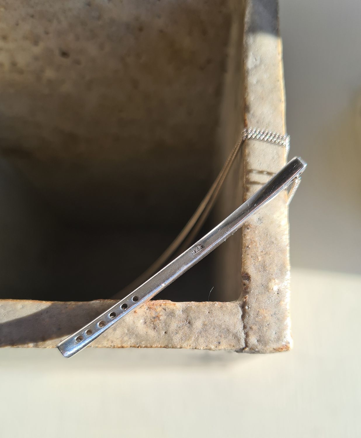 Contemporary Italian sterling silver bar necklace