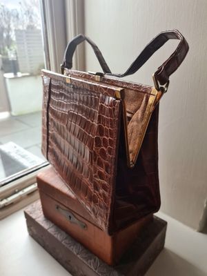 1950's original Fassbender England Croc leather bag