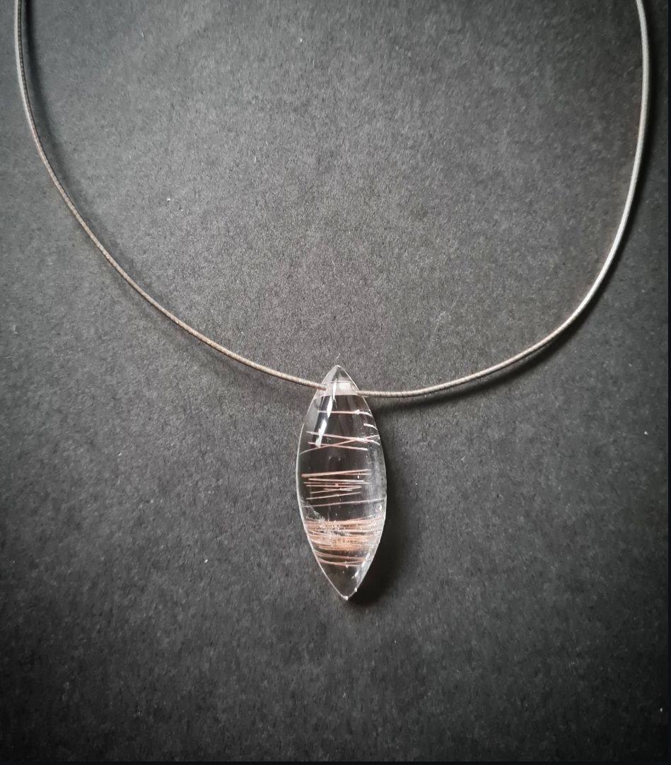Stunning rutilated quartz on silver wire