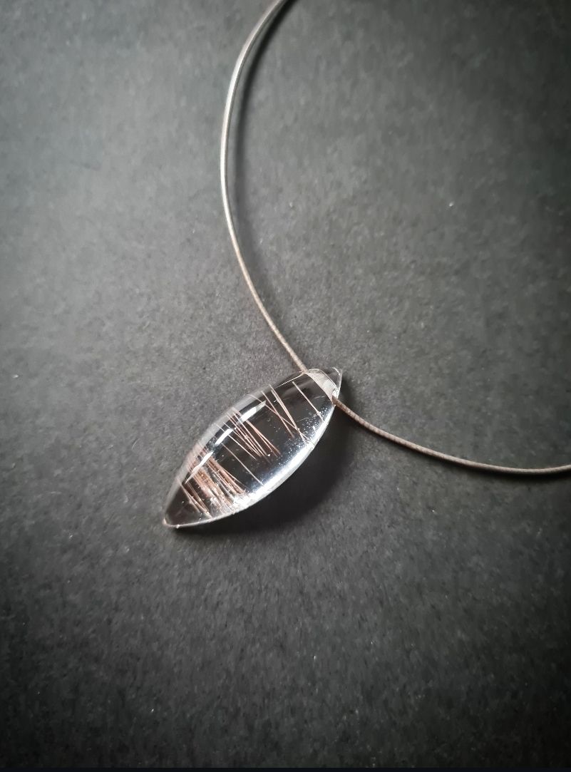 Stunning rutilated quartz on silver wire