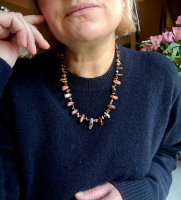 Mookaite semi precious stone necklace