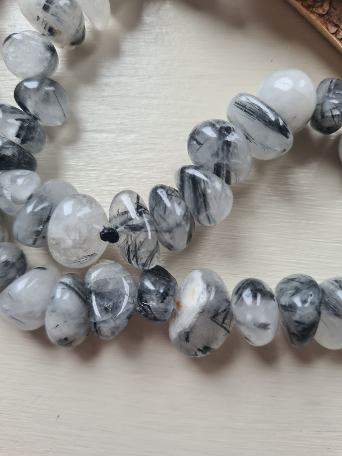 Stylish black rutilated quartz necklace