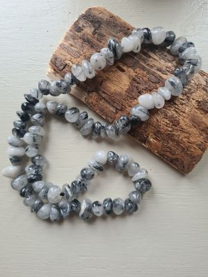 Stylish black rutilated quartz necklace