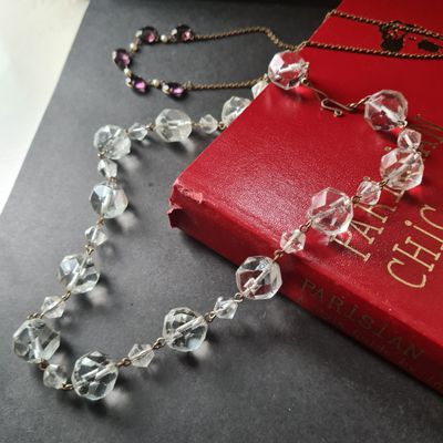 1930's faceted clear crystal necklace