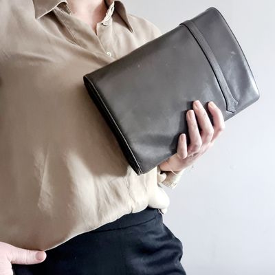 Vintage JUHANI PALMROTH Scandi leather clutch/shoulder bag