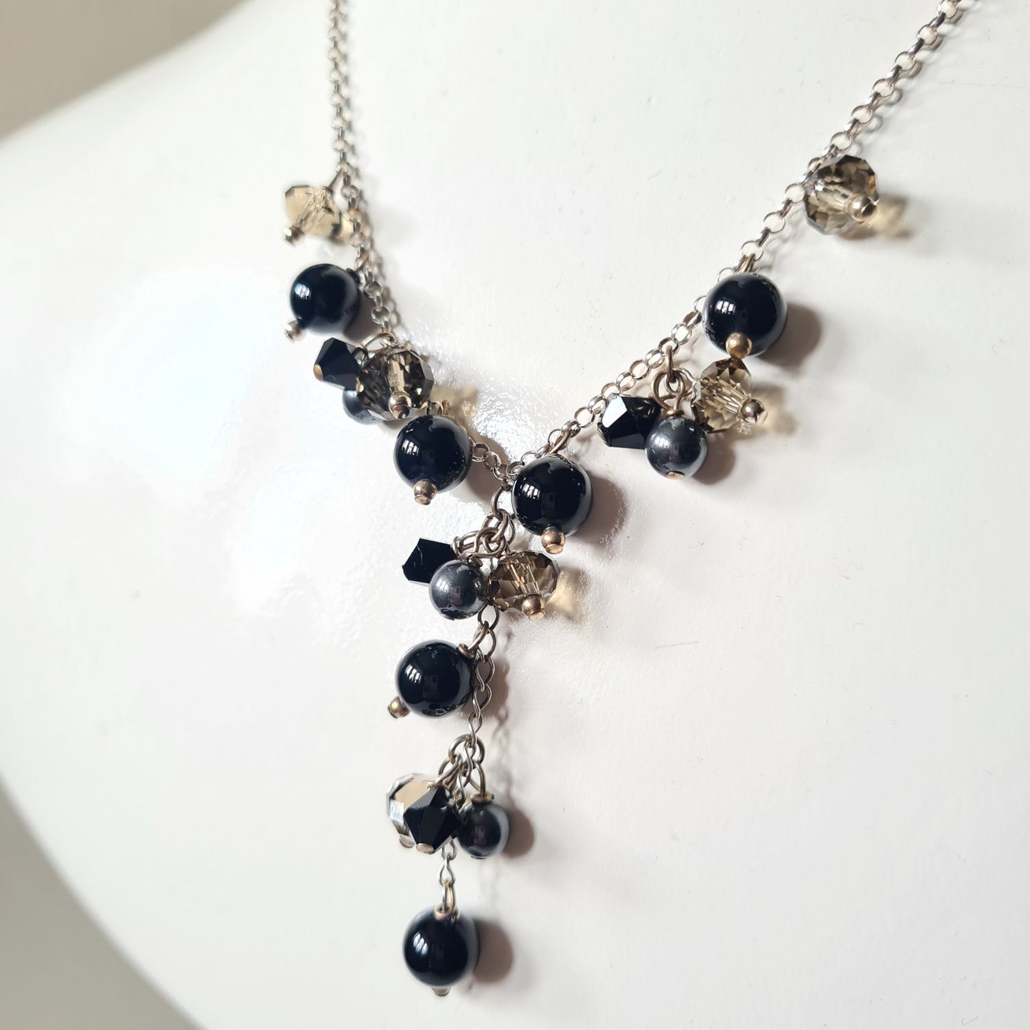 Fabulous waterfall multi gemstone silver necklace