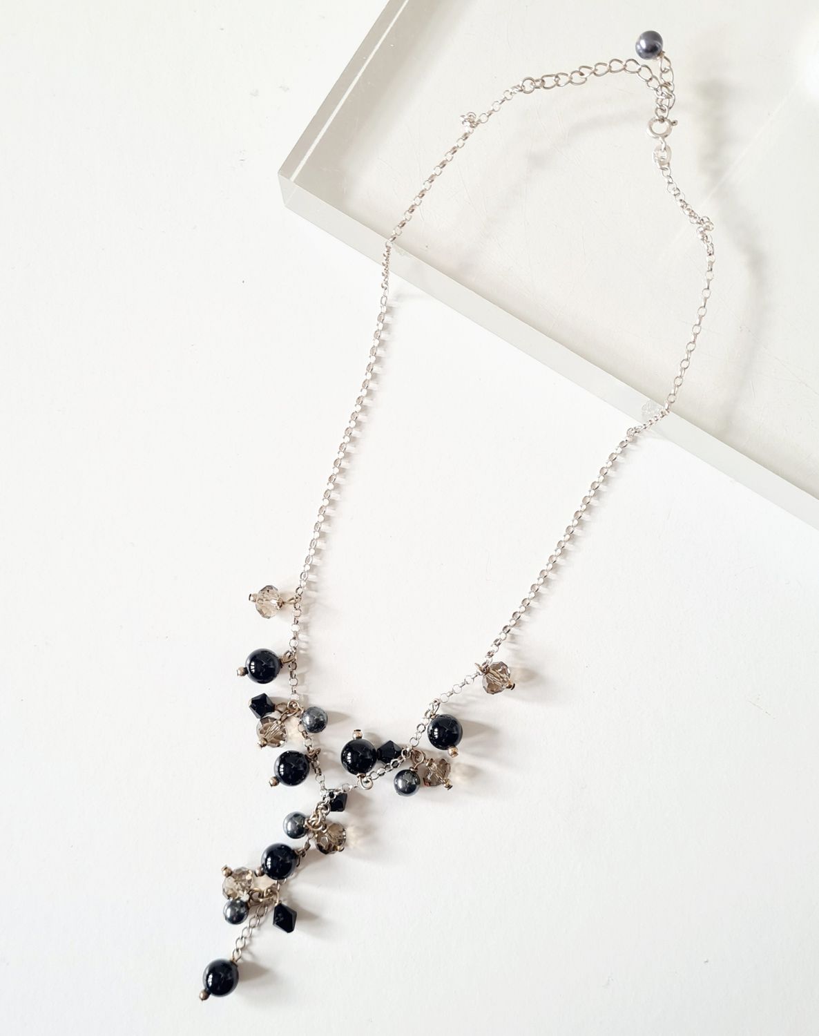 Fabulous waterfall multi gemstone silver necklace