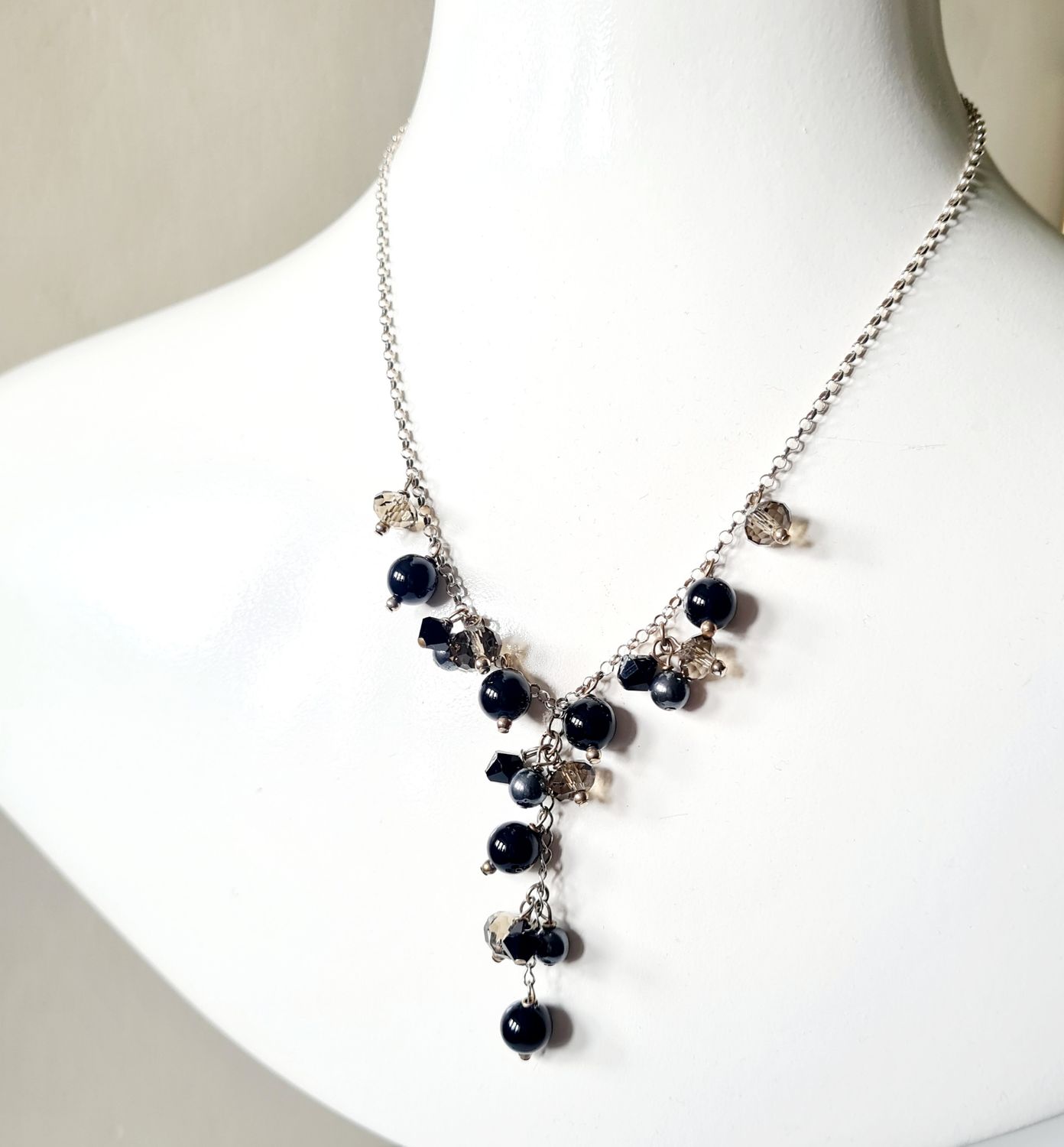 Fabulous waterfall multi gemstone silver necklace
