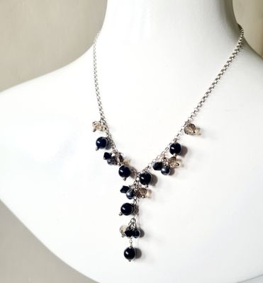 Fabulous waterfall multi gemstone silver necklace