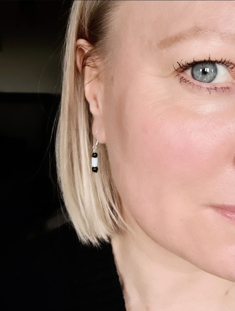 Handmade glass bead silver earrings