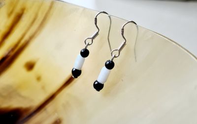 Handmade glass bead silver earrings
