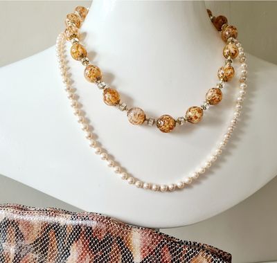 Designer MONET vintage oyster Pearl necklace