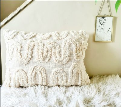 Unused Geometric tufted cushion covers x 2