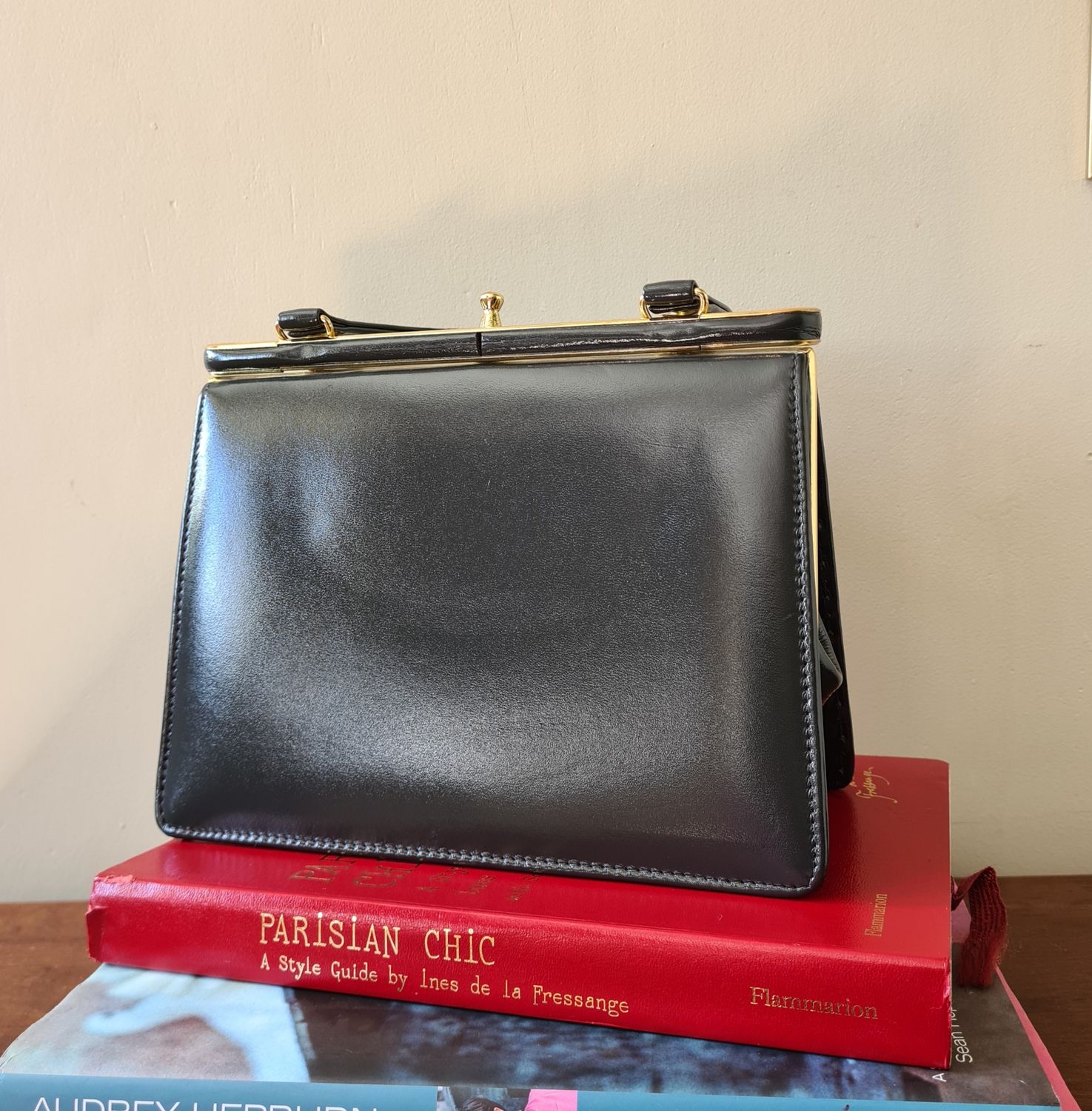 1960's Widegate London dark grey leather Kelly bag