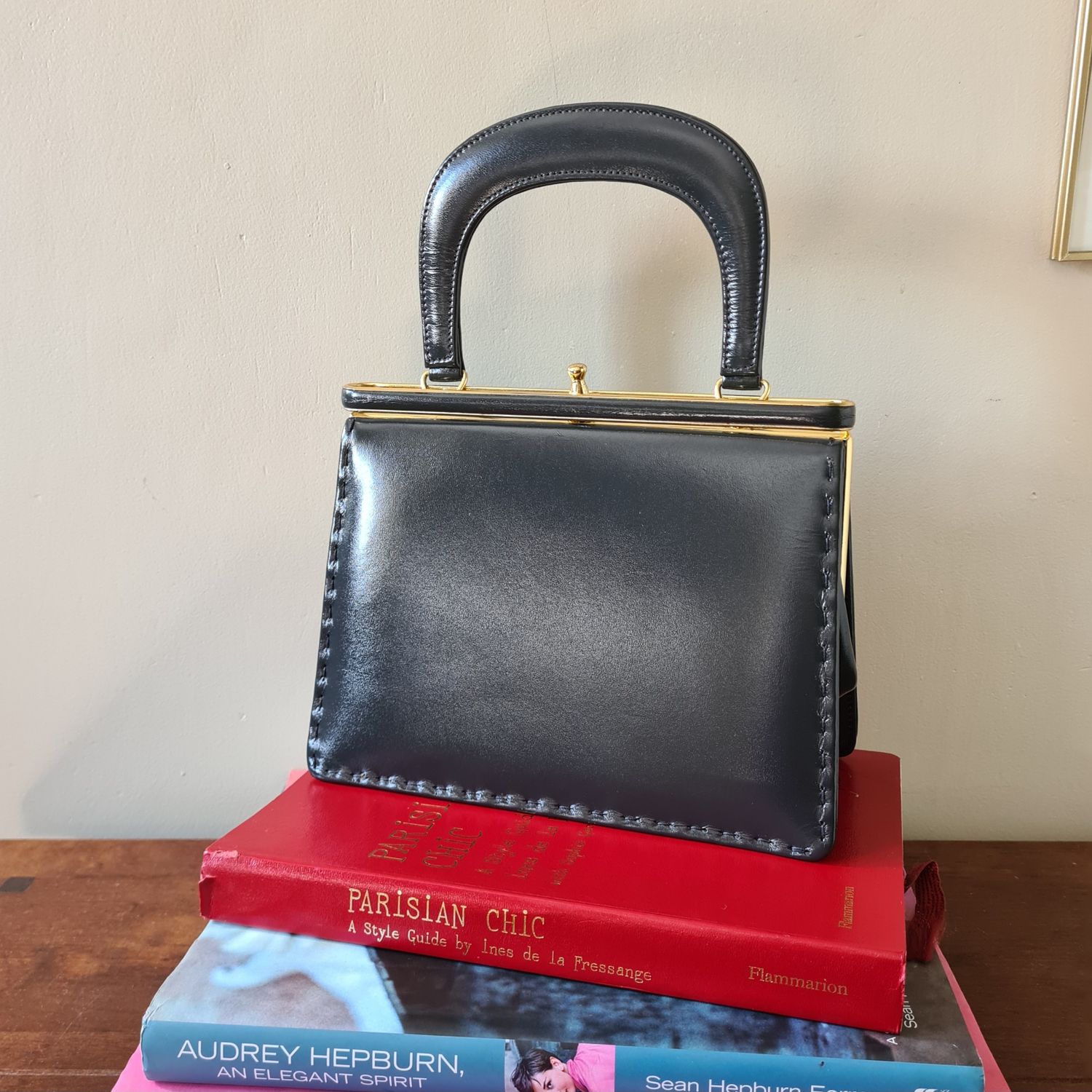 1960's Widegate London dark grey leather Kelly bag