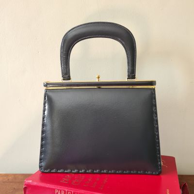 1960's Widegate London dark grey leather Kelly bag