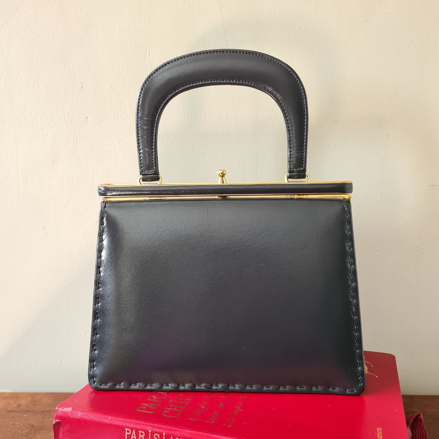 1960's Widegate London dark grey leather Kelly bag