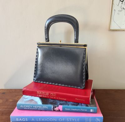 1960's Widegate London dark grey leather Kelly bag