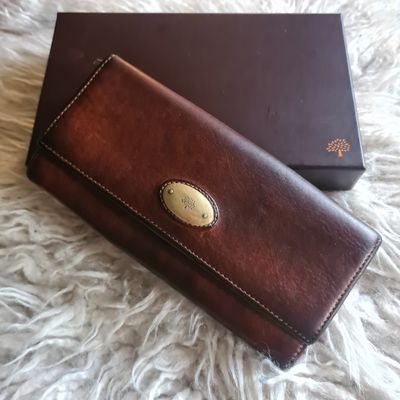 Vintage Mulberry continental leather purse - Oak brown - boxed RRP £395