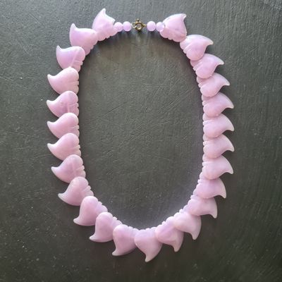 Vintage lilac resin drop leaf necklace