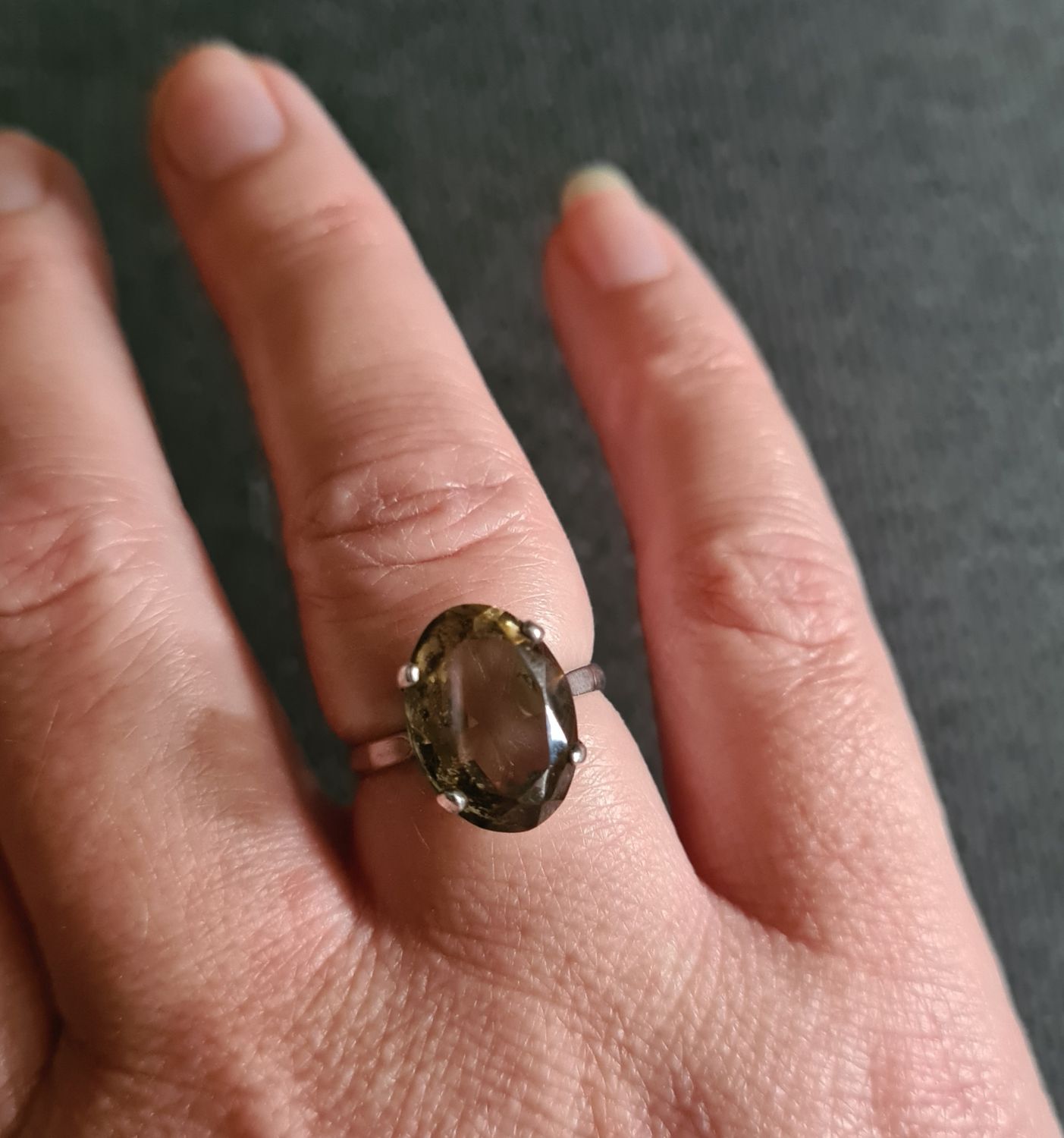 1979 Smoky Quartz gemstone silver ring