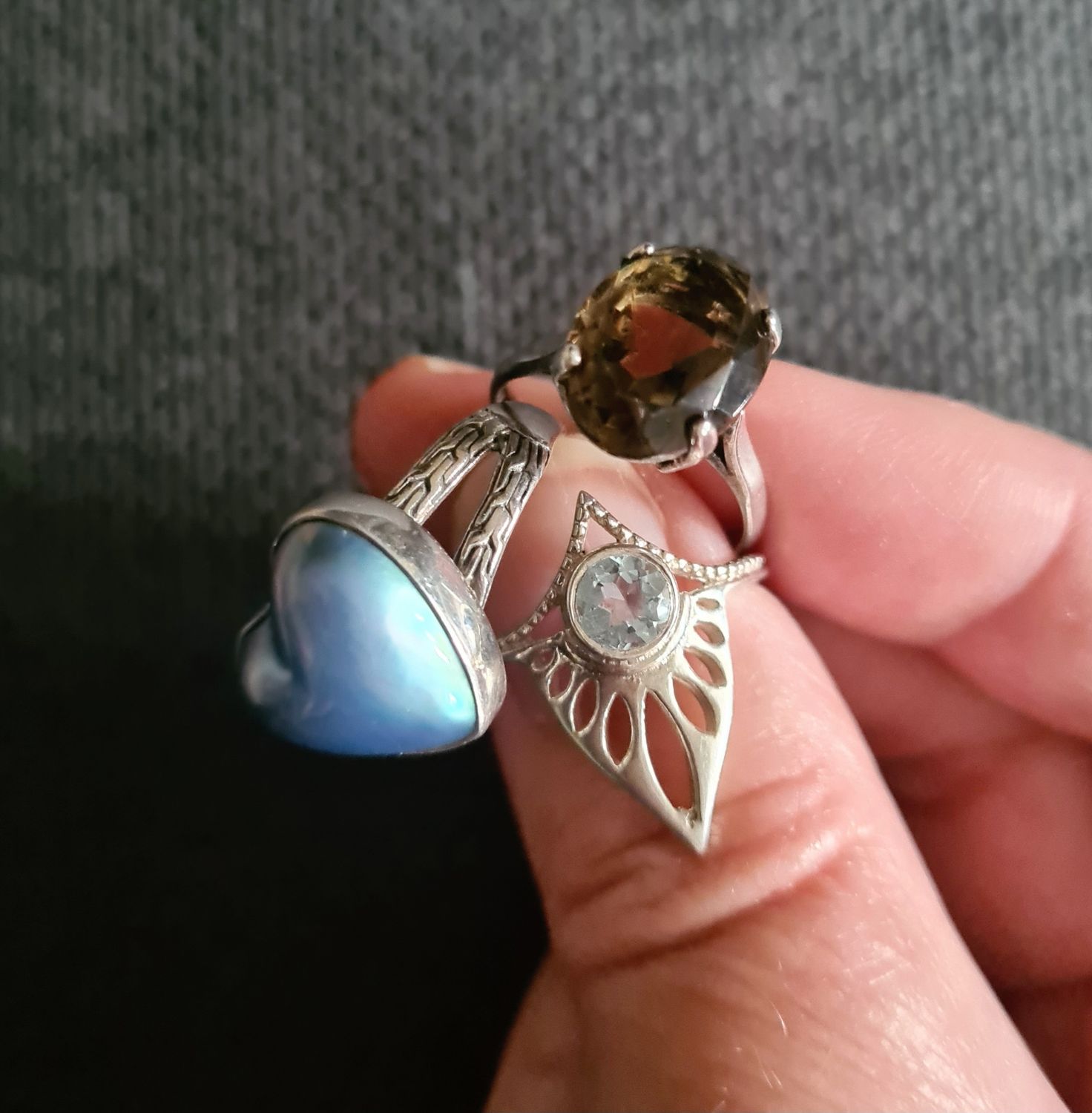 1979 Smoky Quartz gemstone silver ring