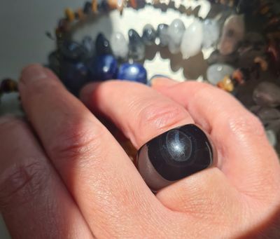 Boho Black Obsidian ring