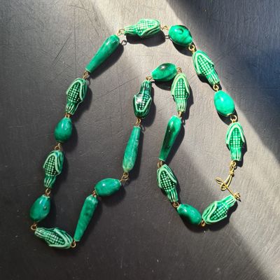 1950's ~ 1960's Mexican Folk Art ceramic necklace