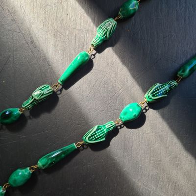 1950's ~ 1960's Mexican Folk Art ceramic necklace