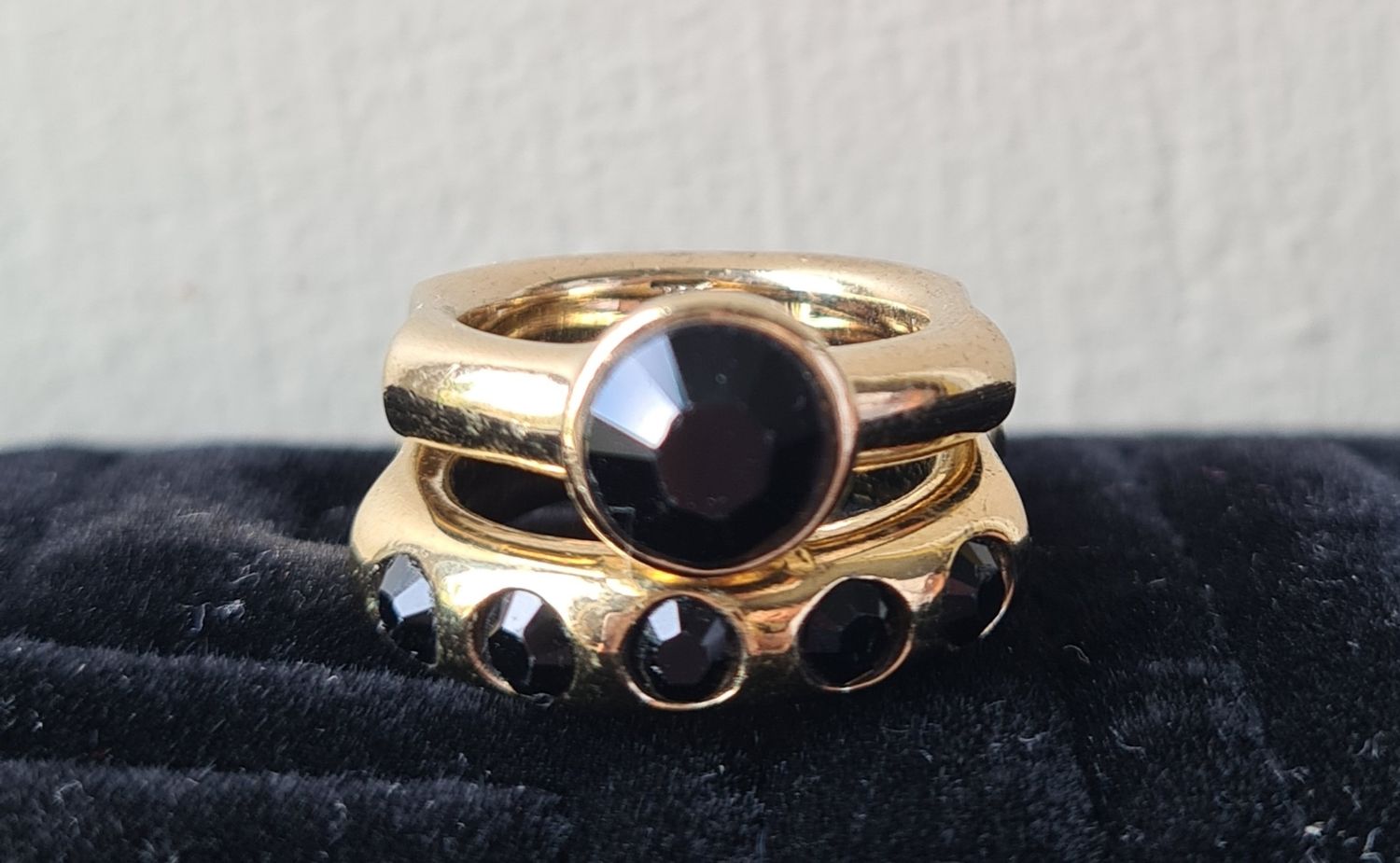 Designer Dyrberg/Kern gold-plated stacking ring set