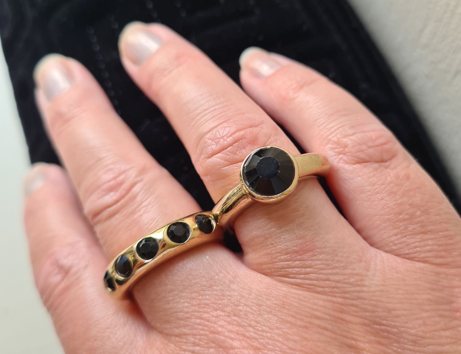 Designer Dyrberg/Kern gold-plated stacking ring set