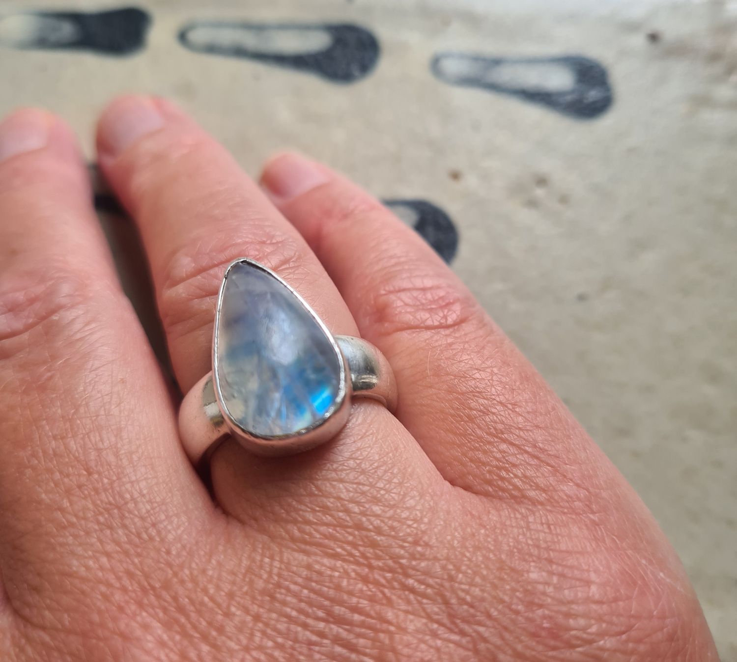 Artisan teardrop Moonstone silver ring
