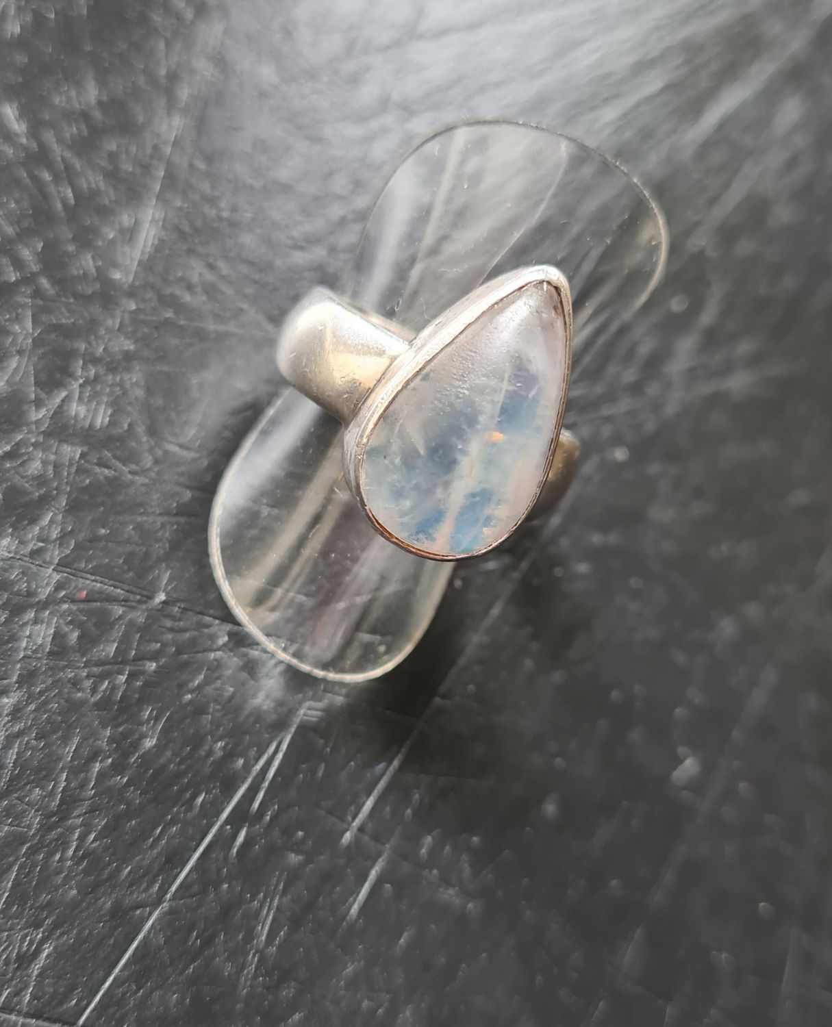 Artisan teardrop Moonstone silver ring