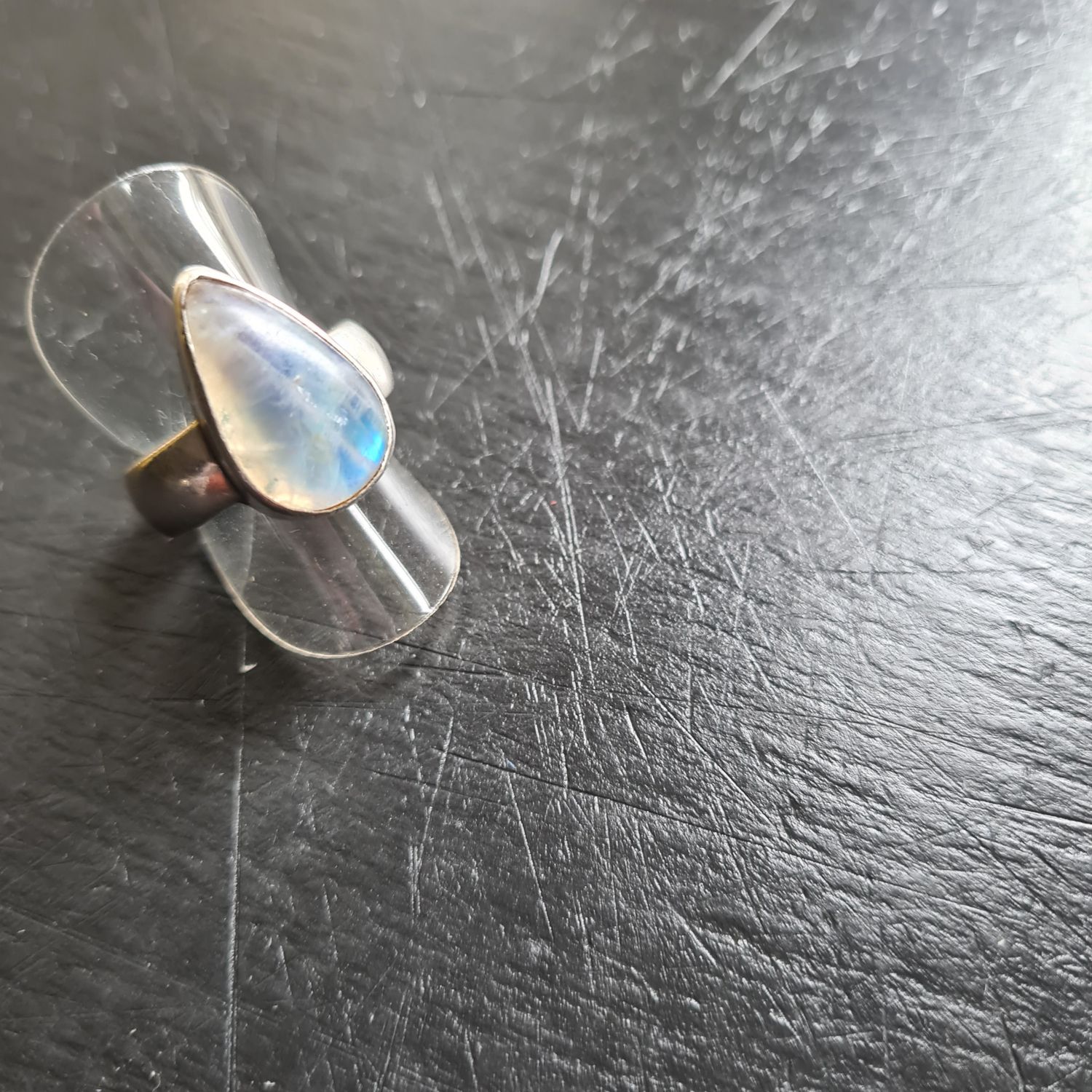 Artisan teardrop Moonstone silver ring