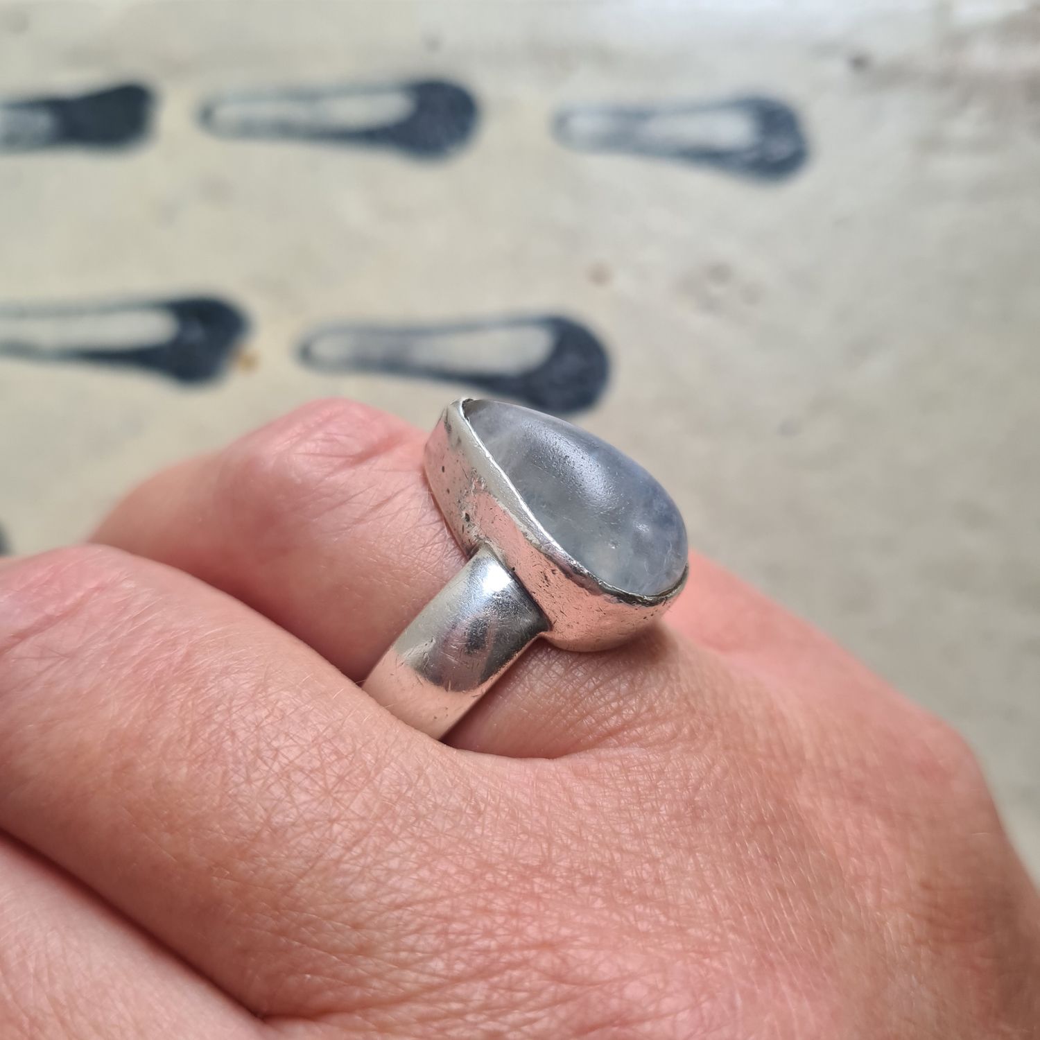 Artisan teardrop Moonstone silver ring