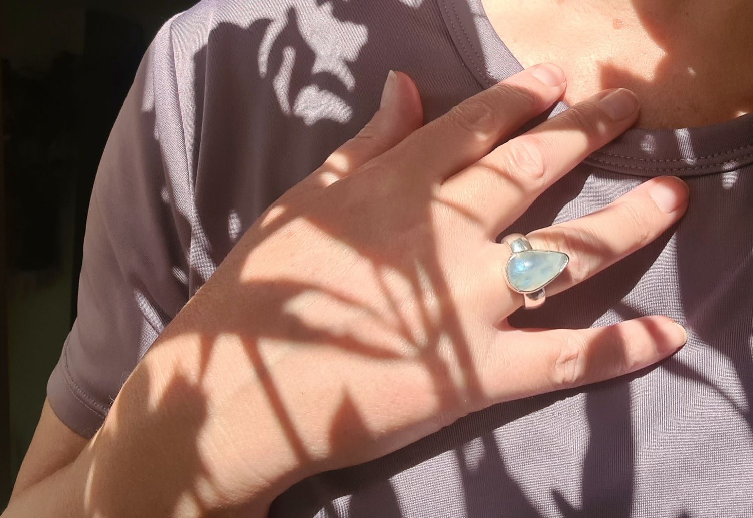 Artisan teardrop Moonstone silver ring