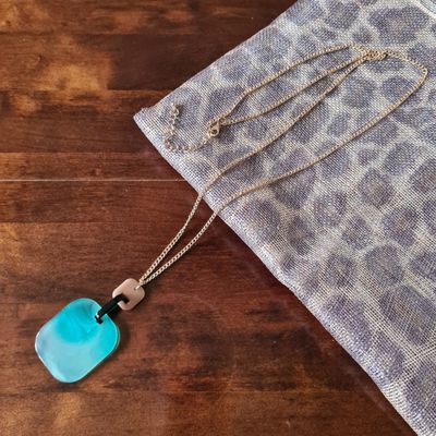 Modern Geometric Resin Pendant chain necklace