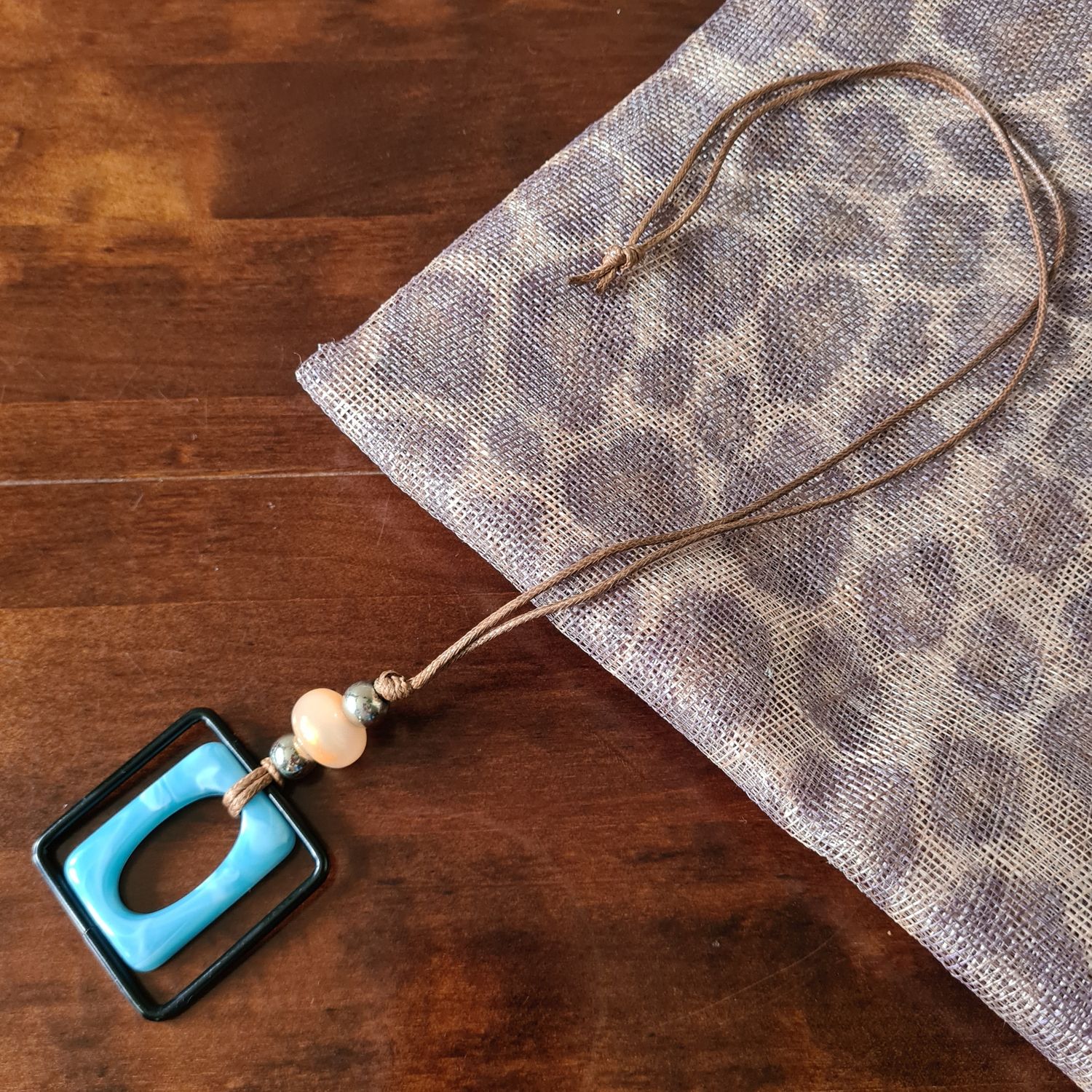 60's style Geometric long cord necklace