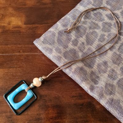 60's style Geometric long cord necklace