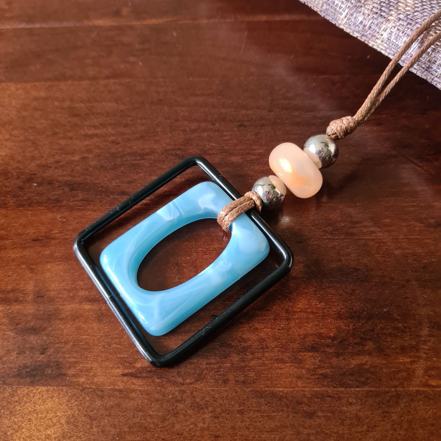 60's style Geometric long cord necklace