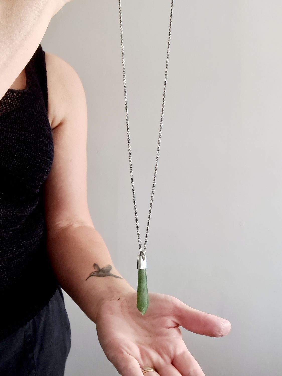 Stunning vintage Nephrite Jade silver necklace