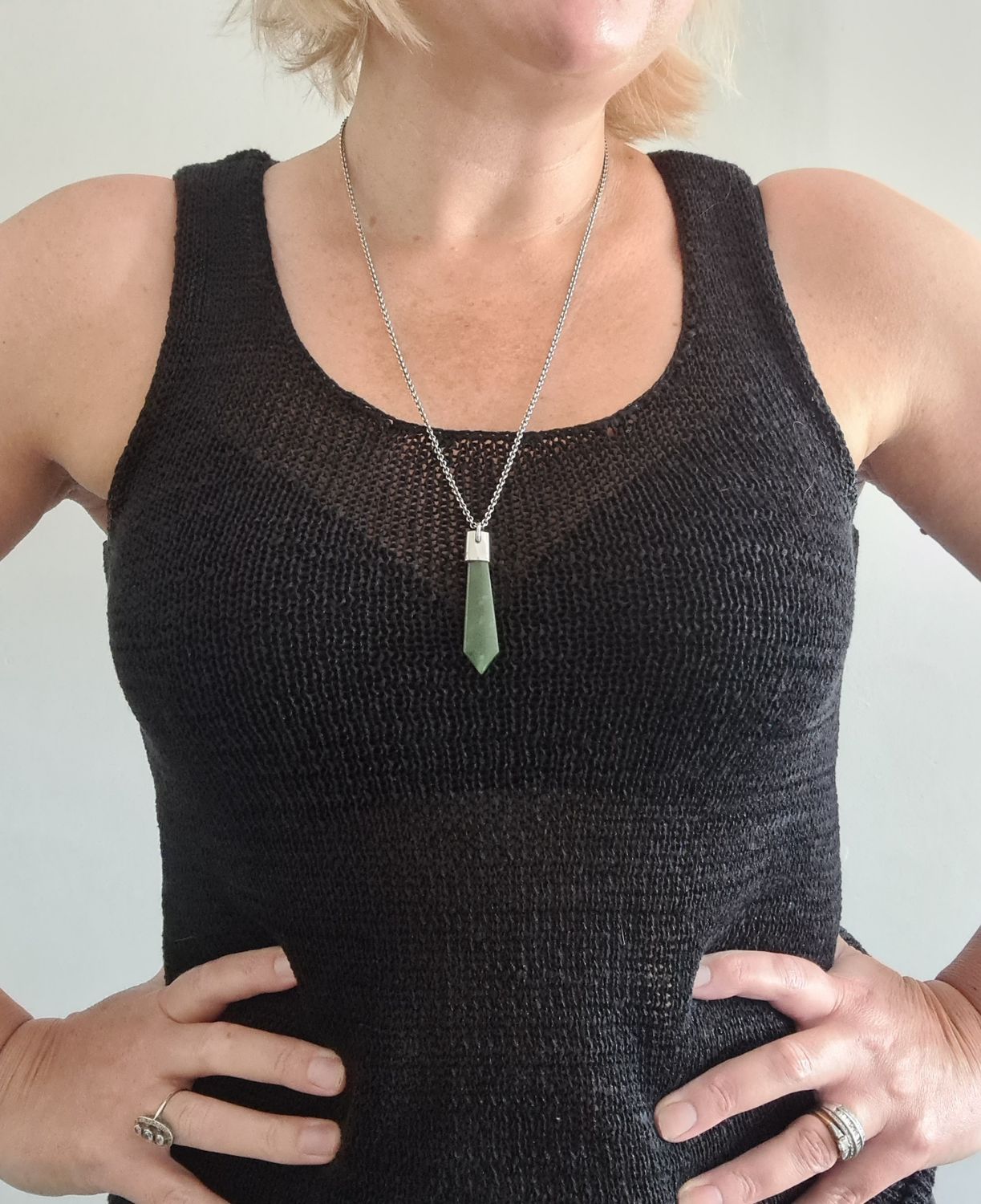 Stunning vintage Nephrite Jade silver necklace