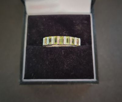 Reserved for Sue - Beautiful half eternity Peridot sterling silver ring