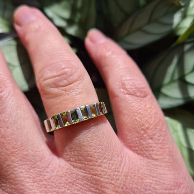 Reserved for Sue - Beautiful half eternity Peridot sterling silver ring