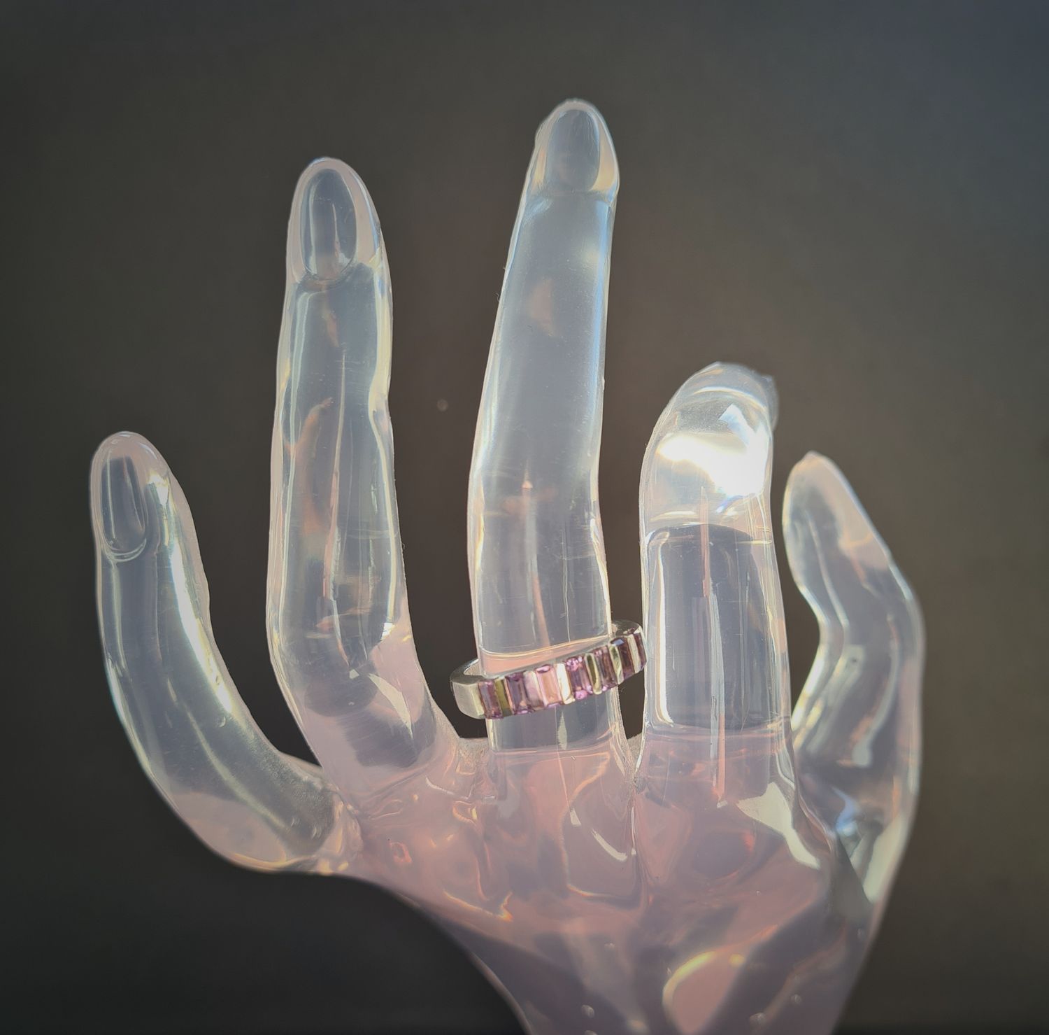 Reserved for Sue - Beautiful half eternity Amethyst sterling silver ring