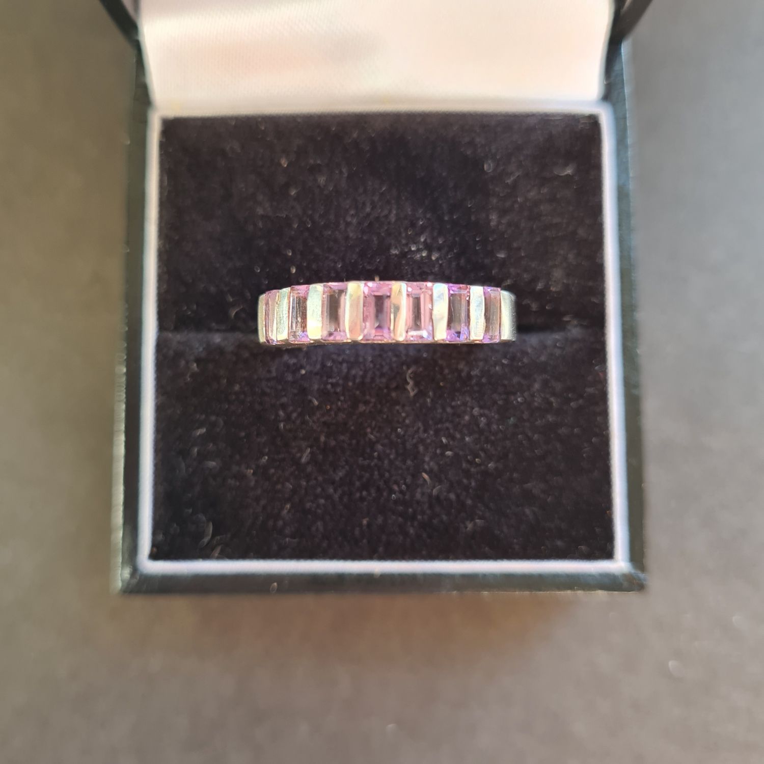 Reserved for Sue - Beautiful half eternity Amethyst sterling silver ring