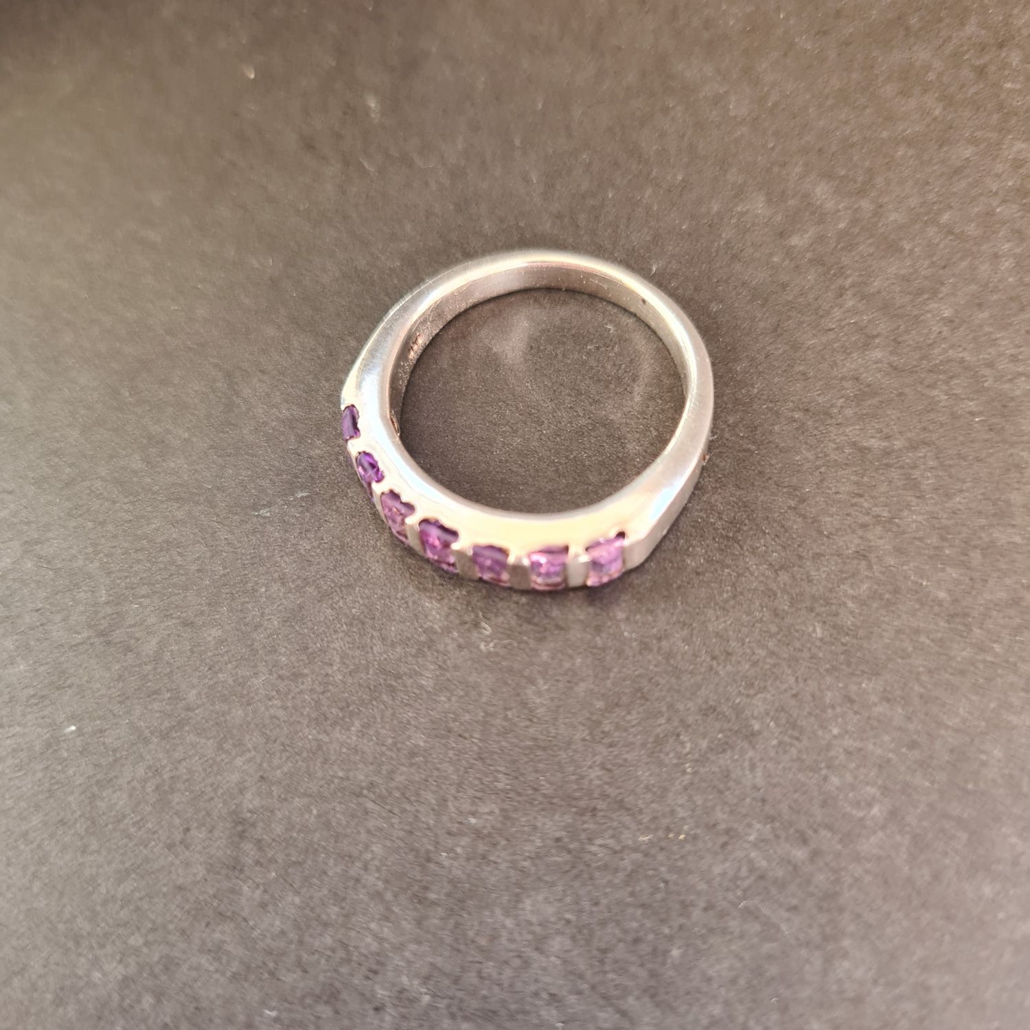 Reserved for Sue - Beautiful half eternity Amethyst sterling silver ring