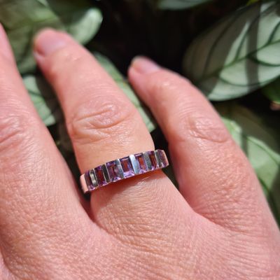 Reserved for Sue - Beautiful half eternity Amethyst sterling silver ring